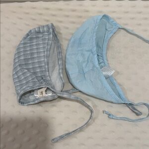Blue and Plaid Baby Bonnets